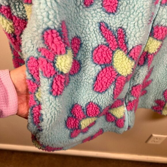 A. Lab Dazer Flower Fleece Zip Up Hoodie Jacket Size XL Blue Purple Kidcore - Picture 8 of 14